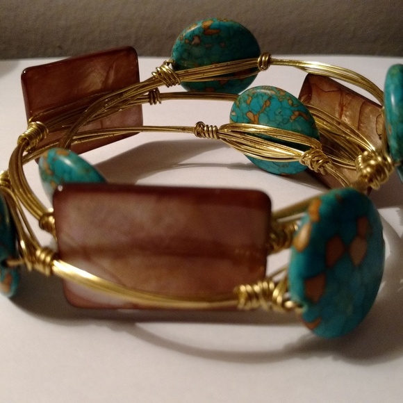 Turquoise & Gold Bracelets - Custom Designed! - Picture 4 of 8